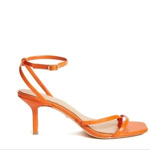 Marciano Strappy Faux-Croc Kitten Orange Heel Ankle Leather 9